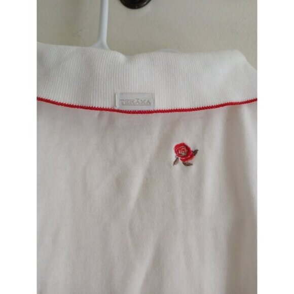 Tehama Womens 8P  Sleeveless Polo Golf Tennis Golf Shirt Red Roses Embroidery - Picture 4 of 4
